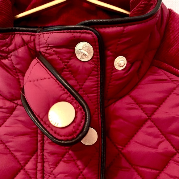 JOULES British Quilted Jacket Maroon w/Black Trim Zipper Snaps - Picture 3 of 14